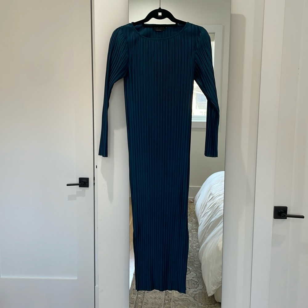 Hatch dark blue satin dress, maternity size 0